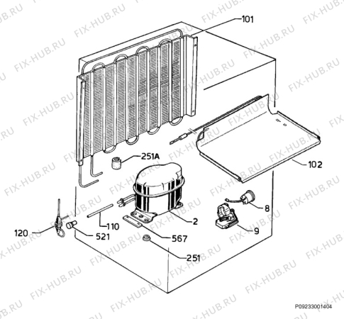 Взрыв-схема холодильника Privileg 107878_8095 - Схема узла Cooling system 017